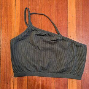 American Eagle Aerie Green One Shoulder Crop Top